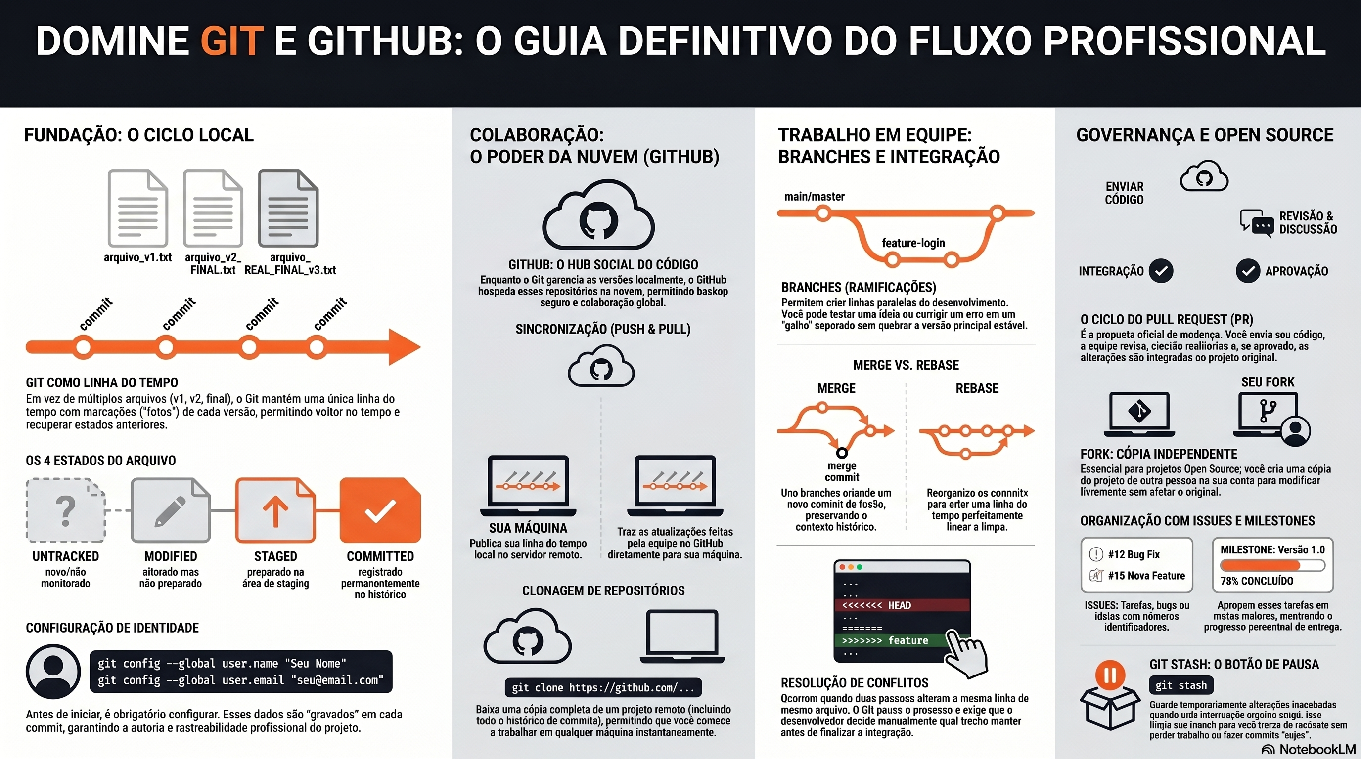 Infográfico do curso de Git e GitHub